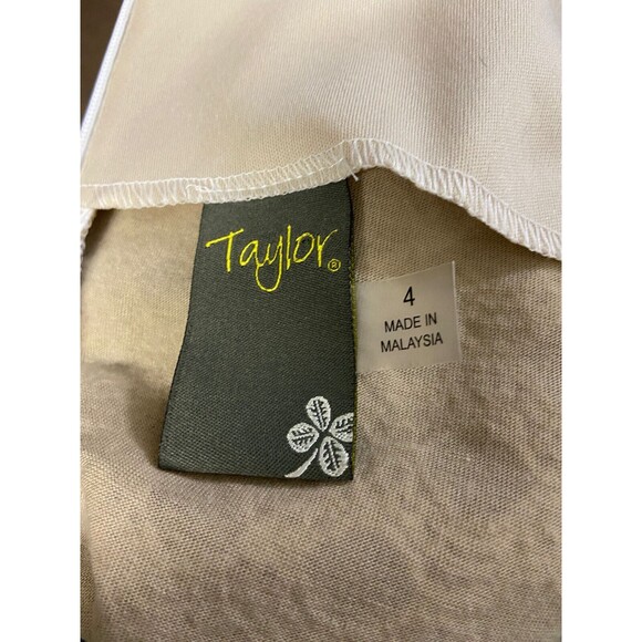 Taylor Dress Womens Size 4 bodycon Sleevless Textured  Tan White Lattice - Picture 6 of 6